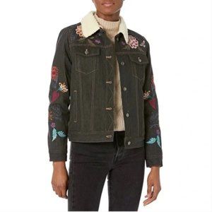 Johnny Was Workshop Lina Sherpa Denim Embroidered Jacket